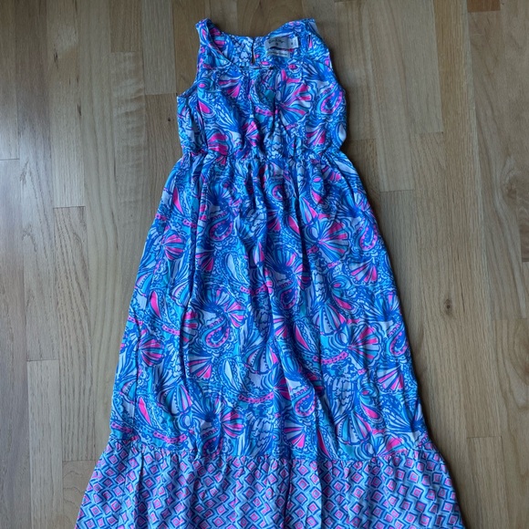 Lilly Pulitzer Target 20th Anniversary My Fans Blue Maxi Dress Girls Medium - Picture 1 of 7